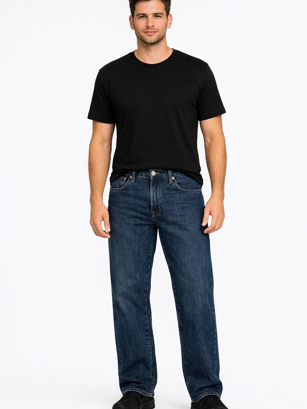 Classic Straight Fit Men's Jeans in Dark Blue
